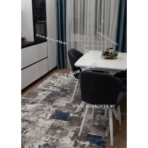 Турецкий Ковер Для Гостиной Дизайн 25 Синий с Серым Прямоугольный